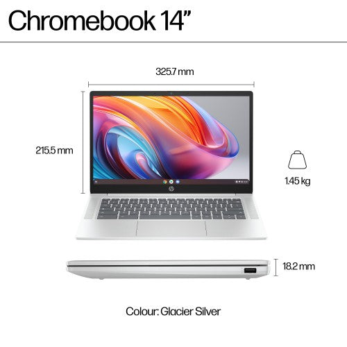 HP Chromebook 14a-nf0000na Intel® Core™ i3 i3-N305 35.6 cm (14") Full HD 8 GB LPDDR5-SDRAM 256 GB eUFS Wi-Fi 6E (802.11ax) ChromeOS Silver