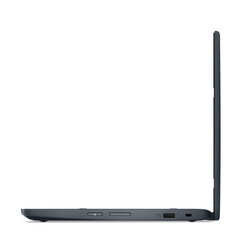 Slim Lenovo 300w Yoga Gen 4 laptop in academic grey, side view with ports and thin profile visible.
