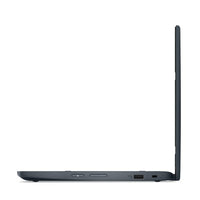 Slim Lenovo 300w Yoga Gen 4 laptop in academic grey, side view with ports and thin profile visible.