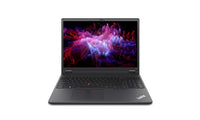 Lenovo ThinkPad P16v Gen 1 laptop with 16-inch display, black chassis, full keyboard, and red TrackPoint nub.