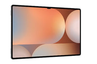 Samsung Galaxy Tab S10 Ultra with 14.6-inch display, thin black bezel, and warm gradient screen background.