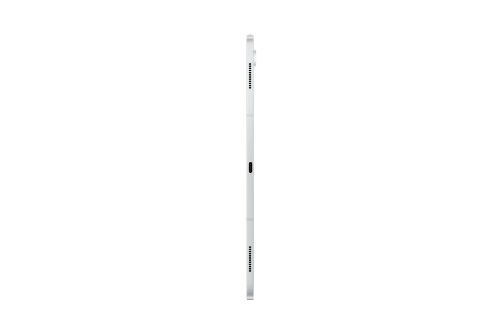 Silver Samsung S Pen stylus with black accents and fine tip on white background.